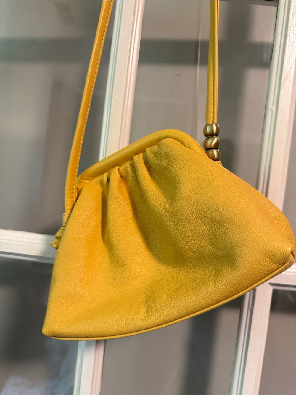 HOBO Yellow Gathered Leather Crossbody Bag